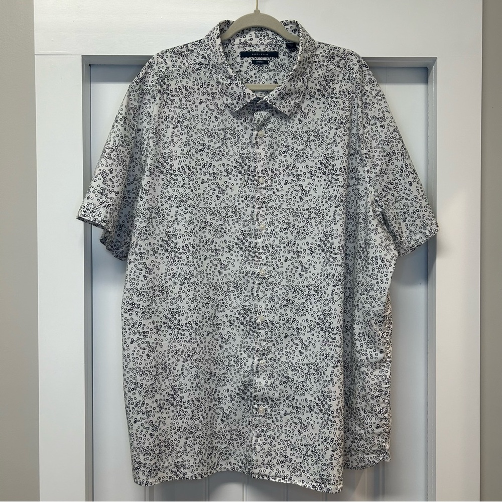 Perry Ellis Men’s Button Front Cotton Shirt Abstract Circular Pattern Size 3XL